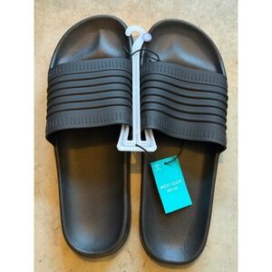 West Loop Mens Slides Black Ribbed Strap Comfort Sandals Size XL 13